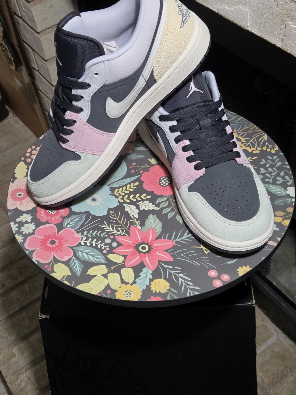 Brand New AJ1-low Sneakers In Black, Pink & Light Gray